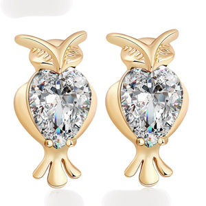 Teardrop crystal Owl Earrings Jewelry 461-OWL